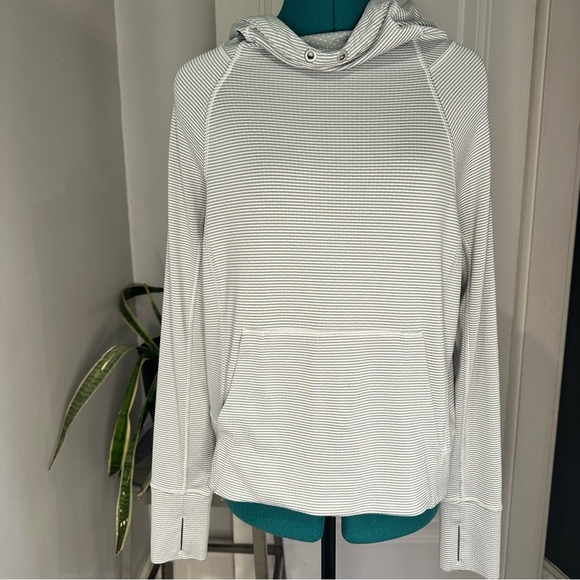 Athleta Tops - Athleta Pullover Women's Small Gray White Striped Hoodie Long Sleeve
